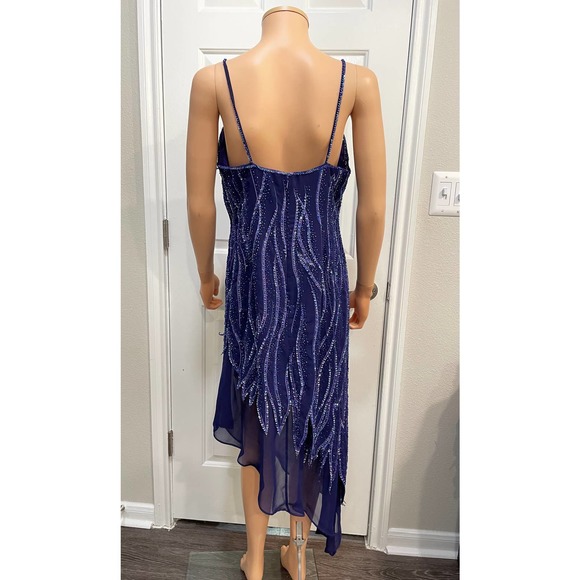 80s Alyce Designs Beaded asymmetrical dress SZ 16 - Picture 4 of 7